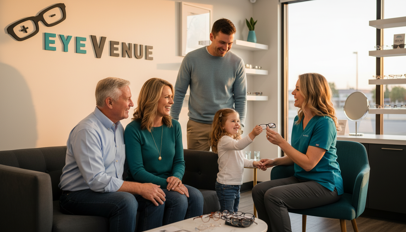 Family receiving eye care at EYEVenue